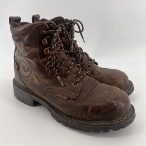 Justin GYPSY Steel Toe #WKL985 Aged Bark‎ Leather Work Boots Women's Size US 8B